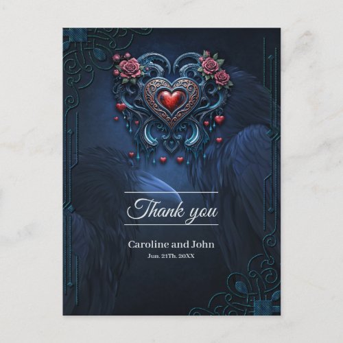 Artfully designed gothic heart  postcard