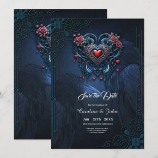 Artfully designed gothic heart  save the date