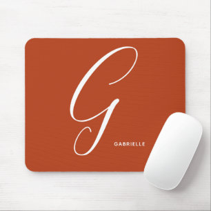 Artfully Monogrammed Script Letter G Burnt Orange Mouse Pad
