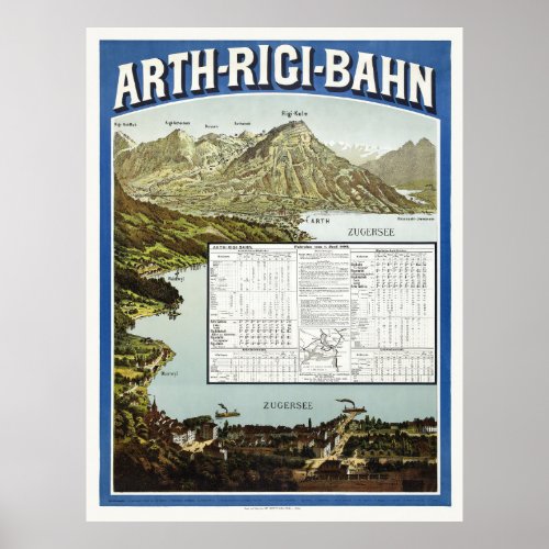 Arth Rigi Bahn Switzerland Vintage Poster 1892