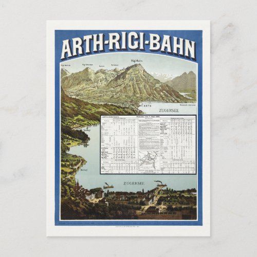 Arth Rigi Bahn Switzerland Vintage Poster 1892 Postcard