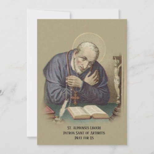 Arthritis Patron Saint Alphonsus Prayer Religious Card