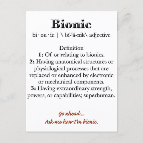 Arthroplasty Bionic def Postcard