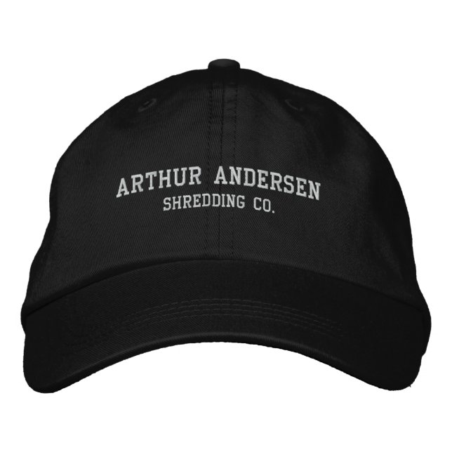 Arthur Andersen, Shredding Co. Embroidered Baseball Cap (Front)