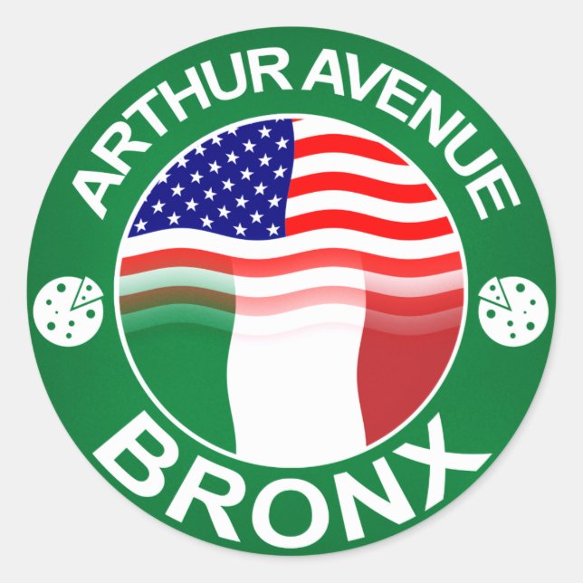 Arthur Ave Bronx Italian American Classic Round Sticker (Front)