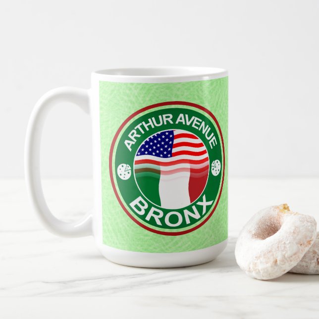 Arthur Ave Bronx Italian American Mug (With Donut)