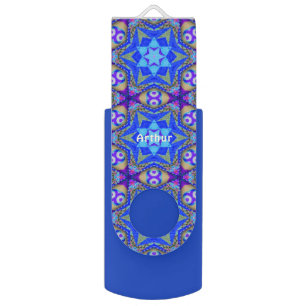 ARTHUR ~  Blue Fractal Pattern ~ Personalized ~  Flash Drive