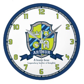 Arthur boys name meaning green blue knights shield large clock