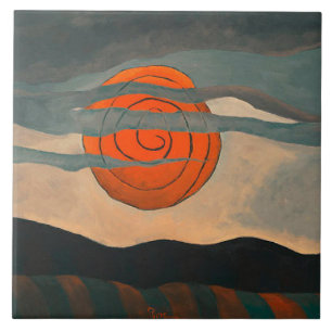 Arthur Dove painting, Red Sun, Ceramic Tile