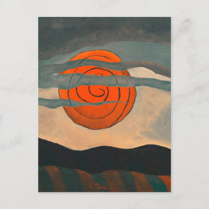 Arthur Dove painting, Red Sun, Postcard