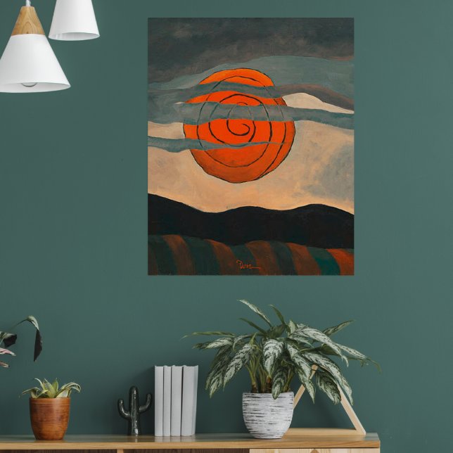 Arthur Dove painting, Red Sun, Poster (Living Room 1)