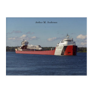 Freighter on the Saint Clair River, Gallery Canvas Wraps, Horizontal top Frame