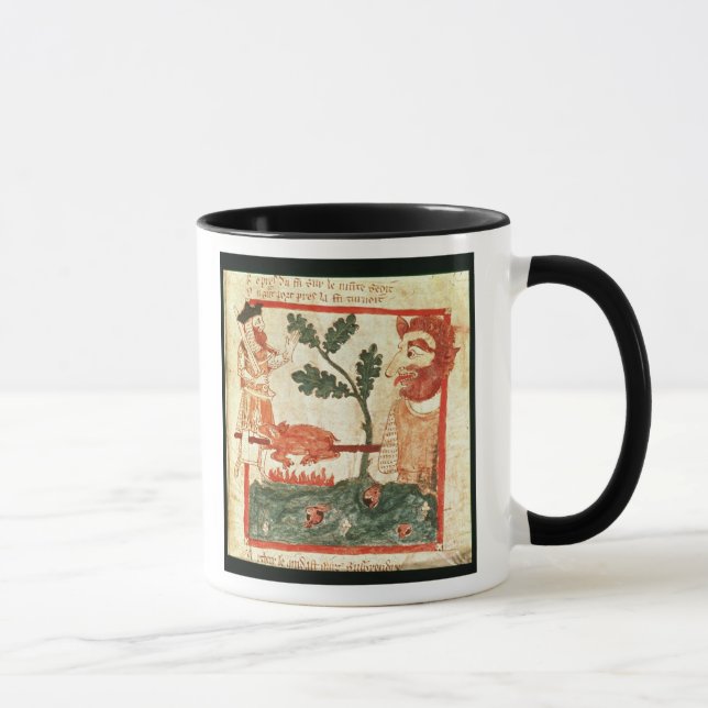 Arthur meets the giant roasting a pig on a mug (Right)