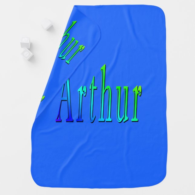 Arthur, Name, Logo, Baby Boys Blue Blanket. Baby Blanket (In Situ)