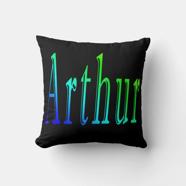 Arthur, Name, Logo, Black Throw Cushion. Pillow (Front)