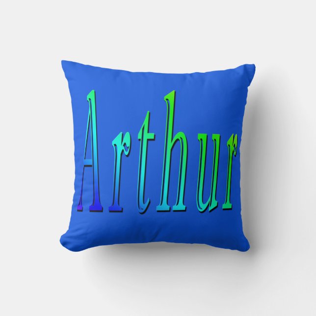 Arthur, Name, Logo, Blue Throw Cushion. Pillow (Front)