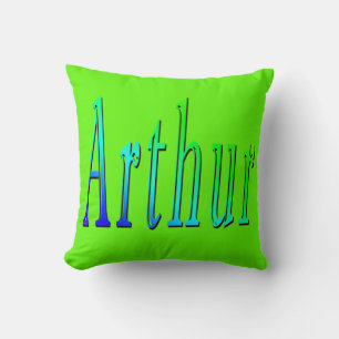 Arthur, Name, Logo, Lime Green Throw Cushion. Pillow