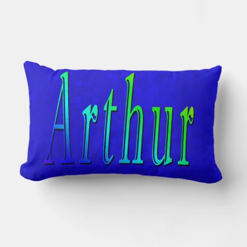 Arthur Name Logo On Blue Mosaic Lumbar Pillow