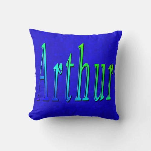 Arthur Name Logo On Blue Mosaic Throw Pillow