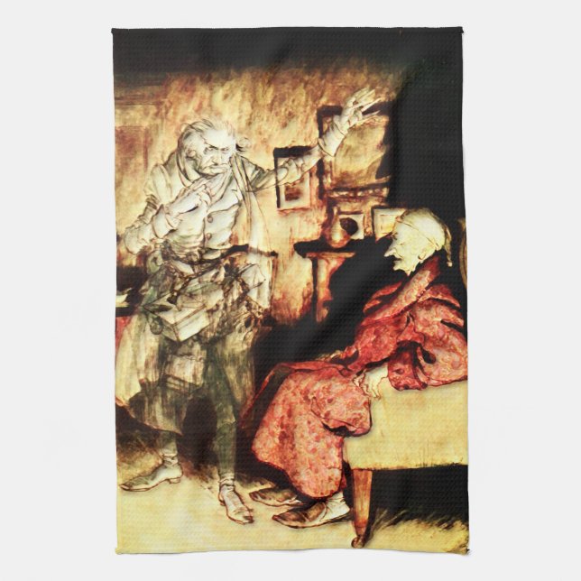 Arthur Rackham - A Christmas Carol - Scrooge Kitchen Towel (Vertical)