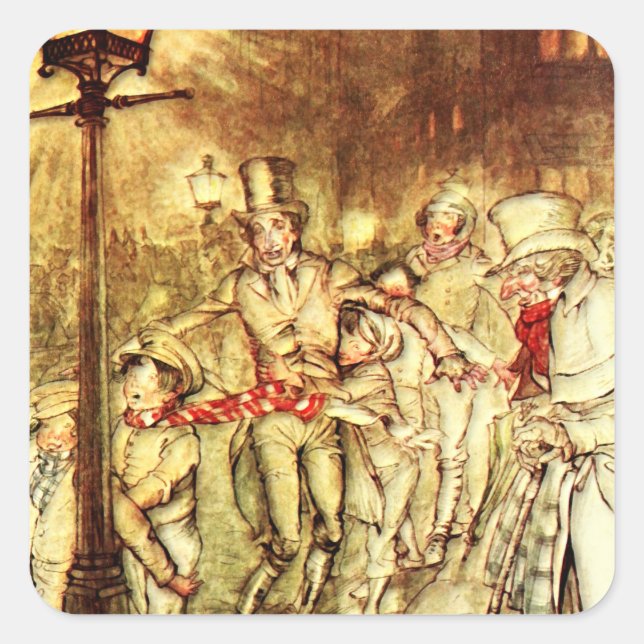 Arthur Rackham - A Christmas Carol - Street Square Sticker (Front)