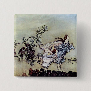 Arthur Rackham book art Peter Pan Fairies Pinback Button