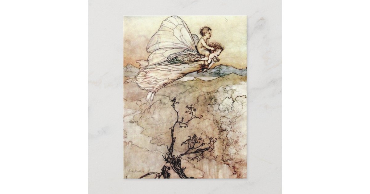 Arthur Rackham Fairy and Baby Flying Postcard | Zazzle