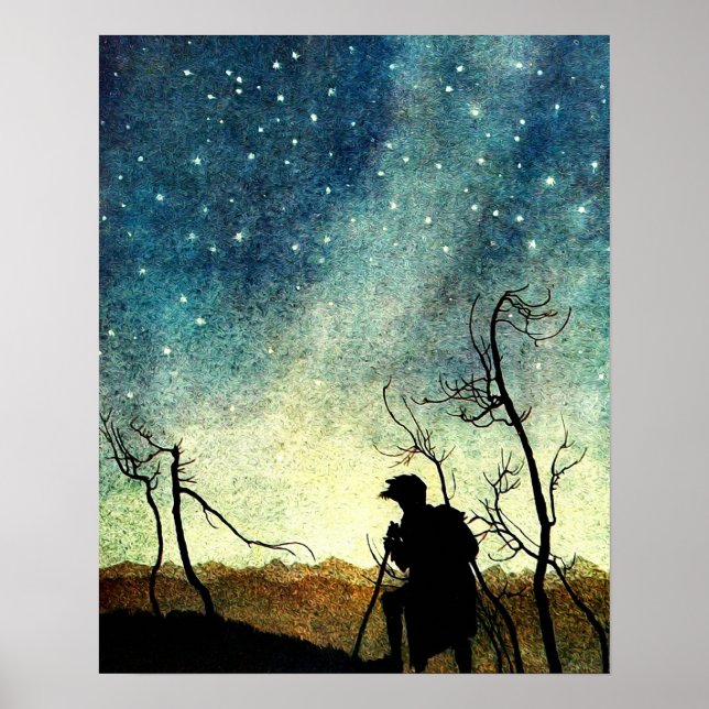 Arthur Rackham Illustration Comus Starry Night  Poster (Front)