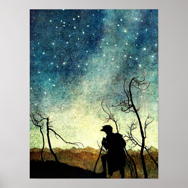 Arthur Rackham Illustration NIght Silhouette Poster (Front)