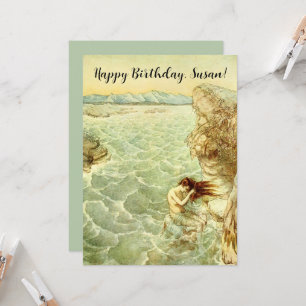 Arthur Rackham Illustration Nymph on a Rock Card