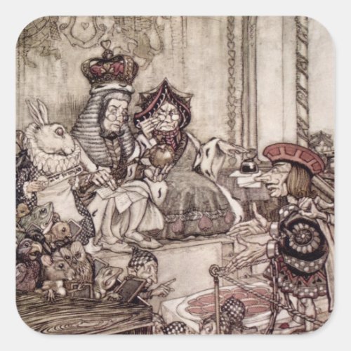 Arthur Rackham  Knave before the King and Queen o Square Sticker