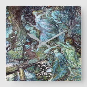 Arthur rackham square wall clock