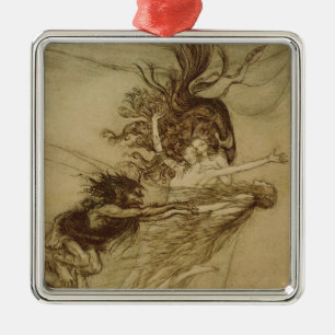 Arthur Rackham   The Rhinemaidens teasing Alberich Metal Ornament