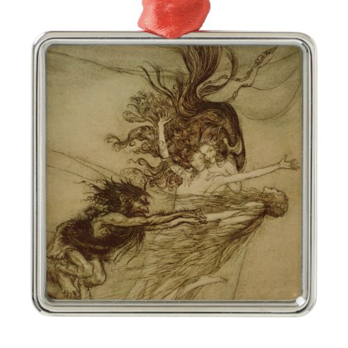 Arthur Rackham | The Rhinemaidens teasing Alberich Metal Ornament