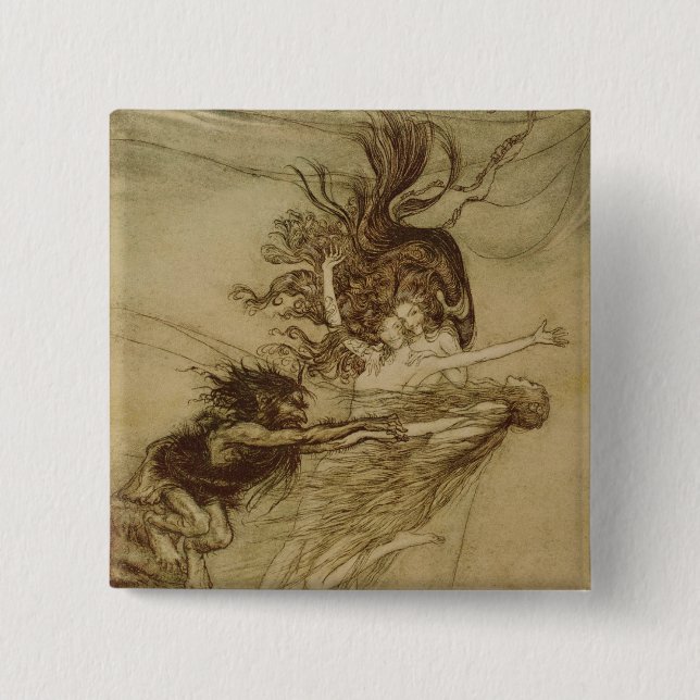 Arthur Rackham | The Rhinemaidens teasing Alberich Pinback Button (Front)