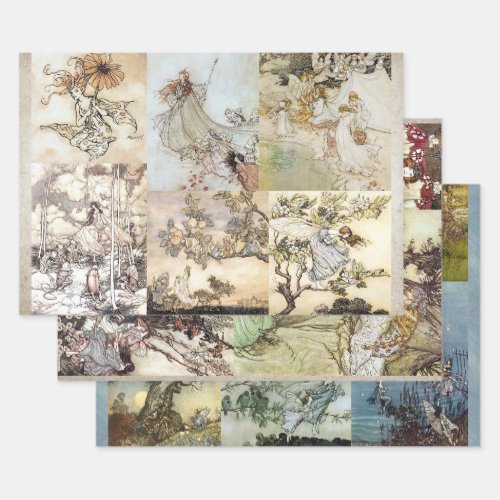 ARTHUR RACKHAMS FAIRY FOLK WRAPPING PAPER SHEETS