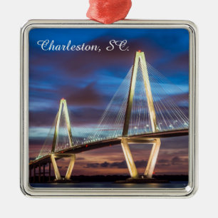 Arthur Ravenal Bridge at Night Metal Ornament
