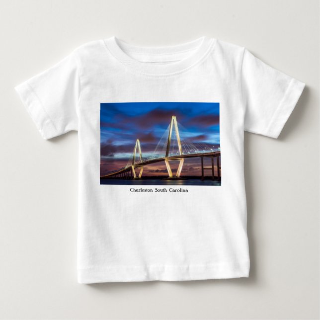 Arthur Ravenel Bridge At Night Baby T-Shirt (Front)