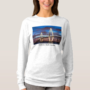 Arthur Ravenel Bridge At Night Long Sleeve T-Shirt