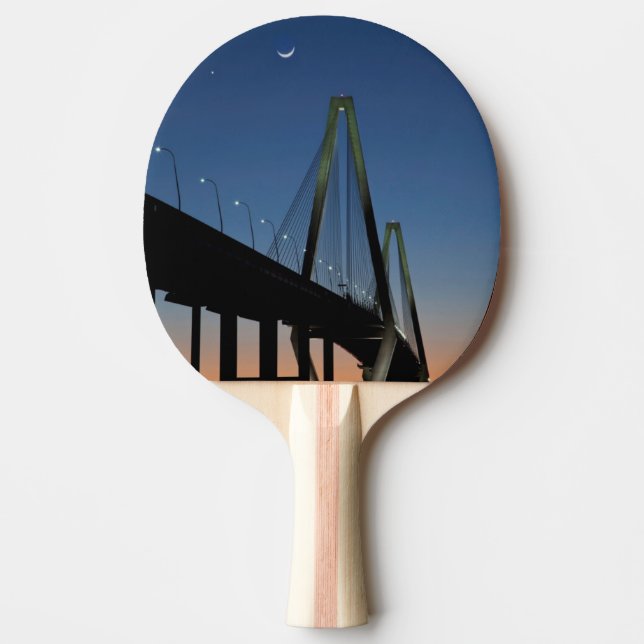 Arthur Ravenel Jr. Bridge at Dusk Ping Pong Paddle (Front)