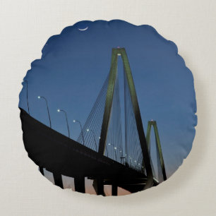 Arthur Ravenel Jr. Bridge at Dusk Round Pillow