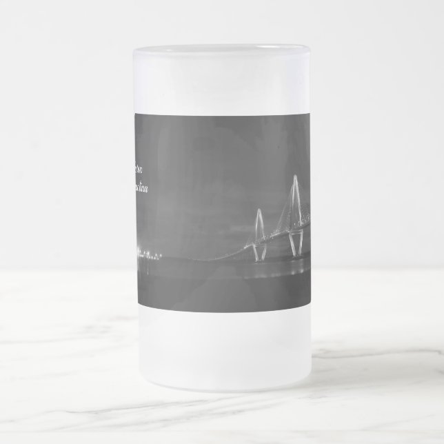 Arthur Ravenel Night Pano Grayscale Frosted Mug (Center)