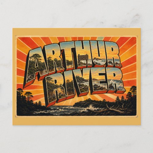 Arthur River TAS Vintage Travel Art Postcard
