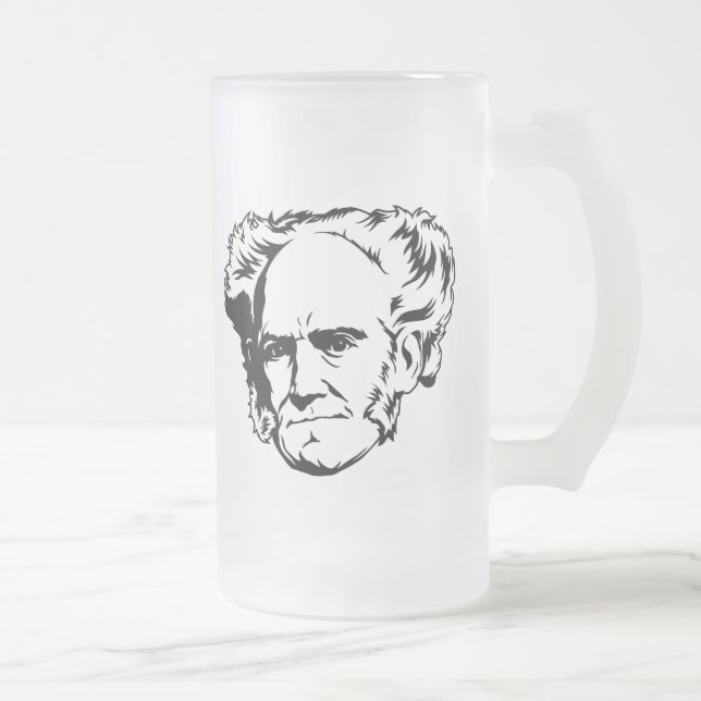 Arthur Schopenhauer Portrait Frosted Glass Beer Mug (Right)