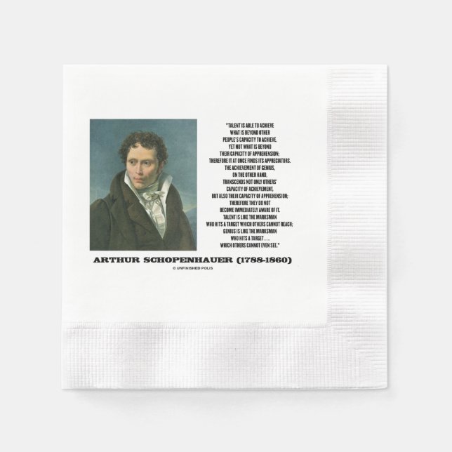 Arthur Schopenhauer Talent Versus Genius Quote Napkins (Front)