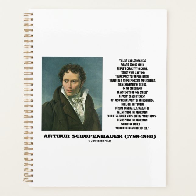 Arthur Schopenhauer Talent Versus Genius Quote Planner (Front)