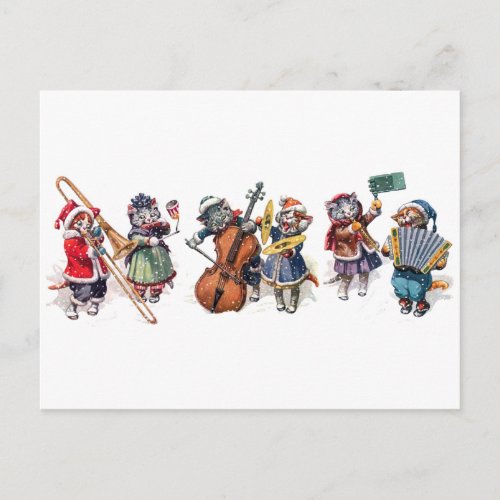 Arthur Thiele _  Cats Play Orchestra in the Snow Postcard