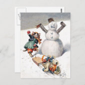 Arthur Thiele Cats Playing in the Snow Postcard | Zazzle