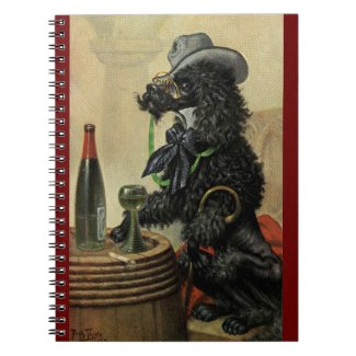 Arthur Thiele Comic Poodle at Pub Spiral Notebook