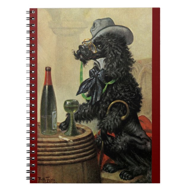 Arthur Thiele Comic Poodle at Pub Spiral Notebook (Front)